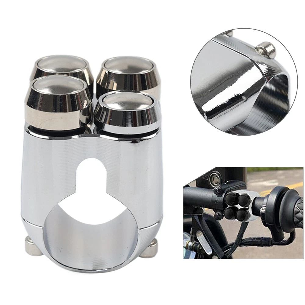 1" Handlebar Horn Turn Signal Light Control Switch Fit Harley Bobber Chrome