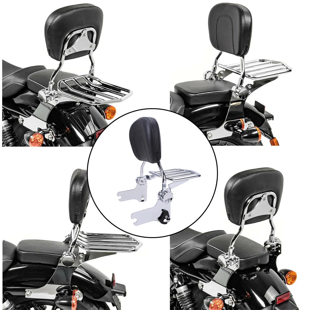 Detachable Backrest Sissy Bar Luggage Rack+Docking Kit For Harley Touring 97-08