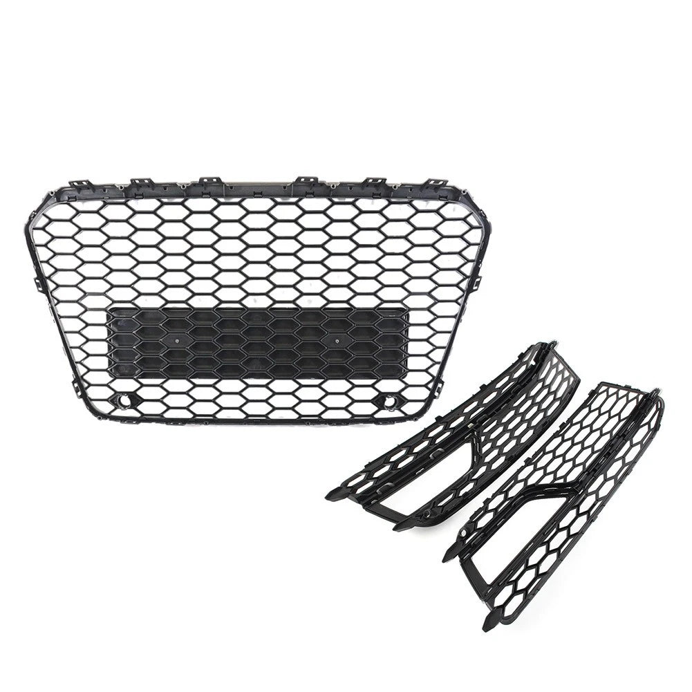Front Bumper Honeycomb Grille Fog Light Grill Set For Audi A5 S5 2013-2017