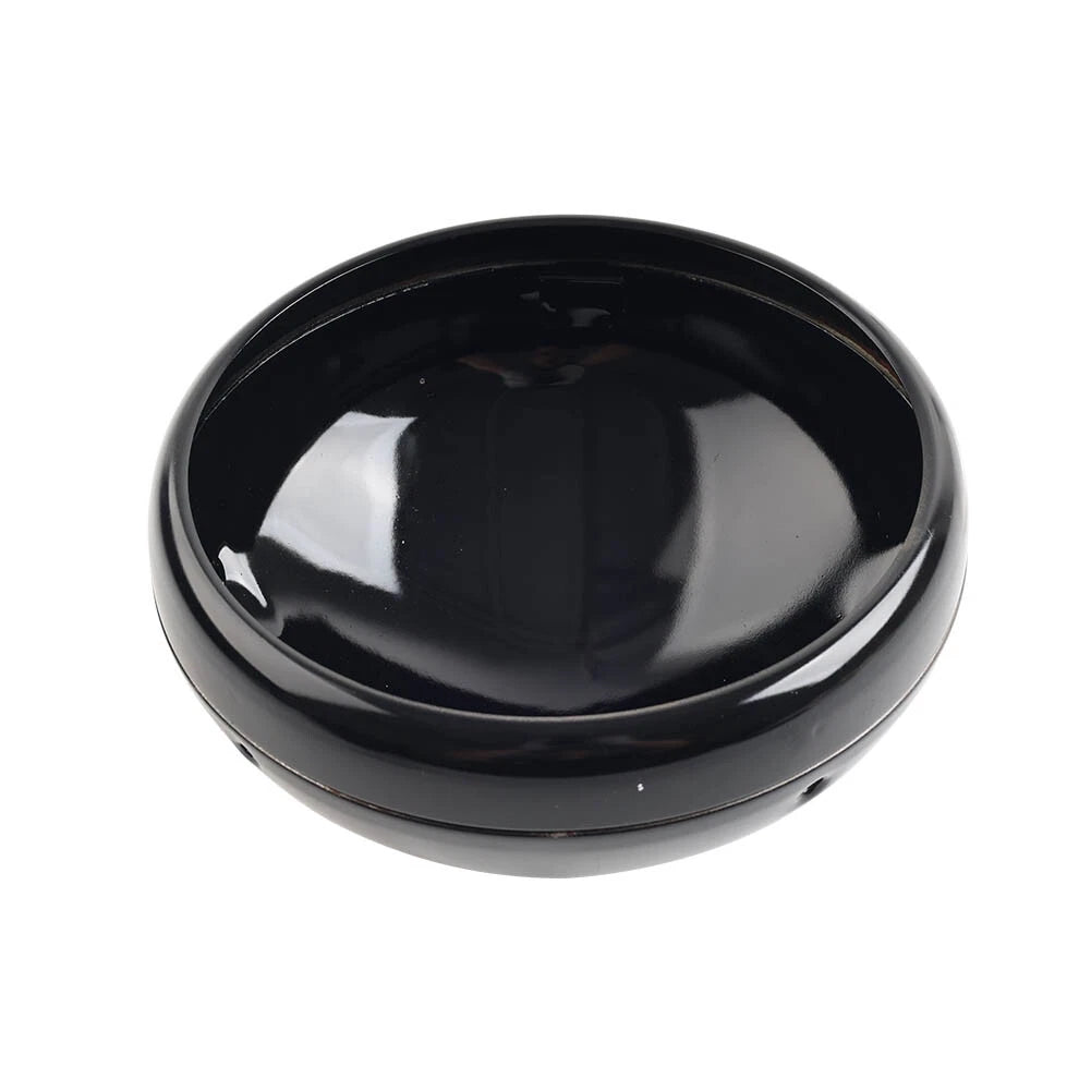 7" Motorcycle Round Headlight Headlamp Housing Cover Bucket Gloss Black Iron