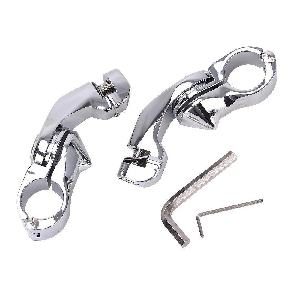 Chrome 1-1/4" Adjustable Highway Short Foot Pegs Mounting Fit For Harley Touring