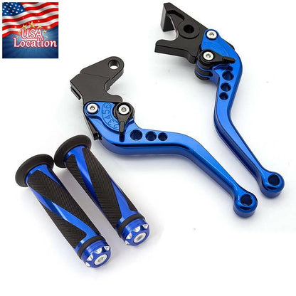 For Yamaha YFZ450 YFZ450R 2009-2018 Motor CNC Brake Clutch Levers Grips US Blue