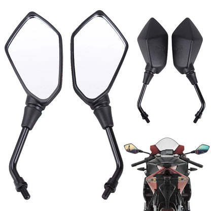 2pcs Universal Black Motorcycle Motorbike Rearview Rear View Side Mirror 10mm US
