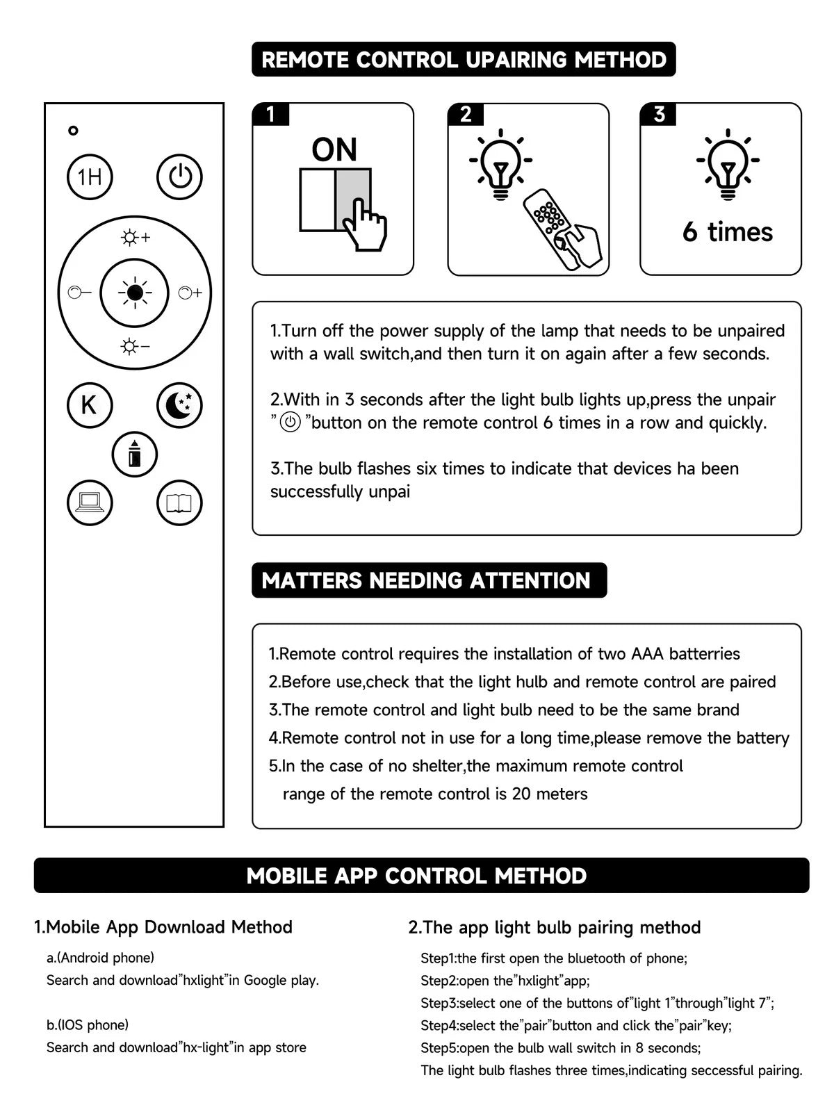 Remote Control for Multi- LED Floor Lamp / Refer to description