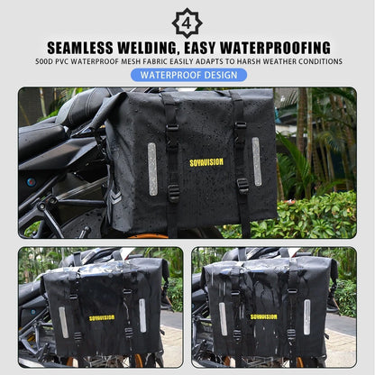 Waterproof Motorcycle Large Saddlebags 60L Side Bag Luggage For Harley Honda BMW