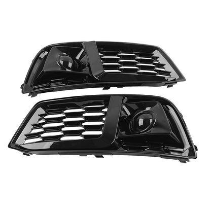 1 Pair Front Bumper Fog Light Grille Cover For Audi Q5 2018-2020 Glossy Black