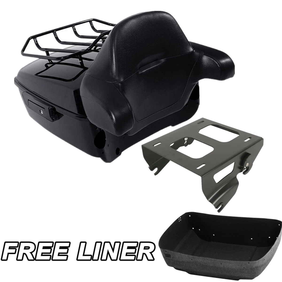 King Trunk Backrest Solo Mount Rack Fit For Harley Electra Road Glide 2014-26 US