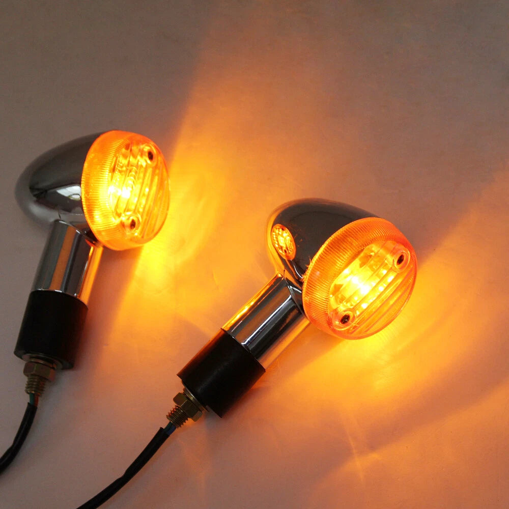 2PCS Motorcycle Turn Signal Bulb Light Indicator Blinker Handlebar Amber Yellow