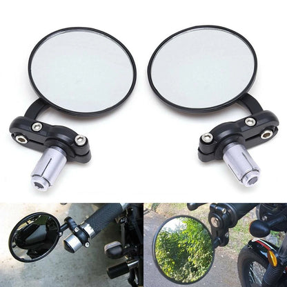 Folding Bar End Motorcycle Mirrors - Aluminum Black - Right and Left Cafe Racer