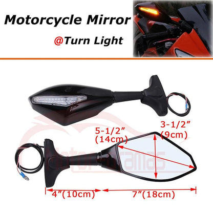 LED TURN SIGNAL MIRRORS For 2001 2002 2003 2004 2005 2006 Yamaha YZF R6 / FZ6R