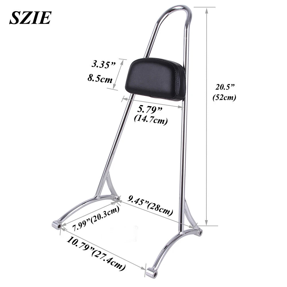 Detachable Passenger Sissy Bar Backrest Pad For Harley Sportster 1200 883 04-21