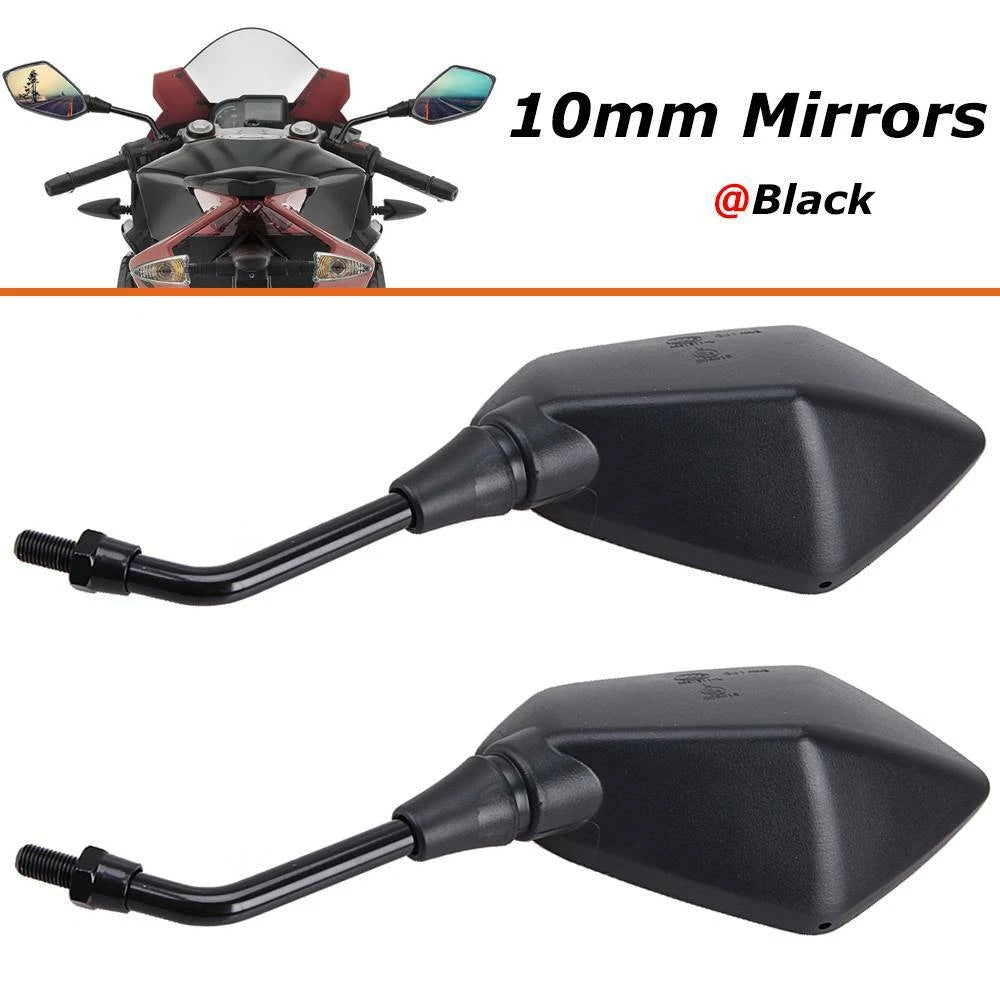 Black Motorcycle Rearview Side Mirrors for Honda Grom Kawasaki Ninja Suzuki