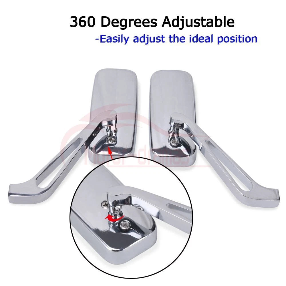 Motorcycle Rear View Side Mirrors 8mm&10mm Chrome for HARLEY HONDA SUZUKI YAMAHA