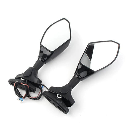 Rearview Mirrors W/ LED Turn Signal Indicator For Ducati Honda Kawasaki Yamaha