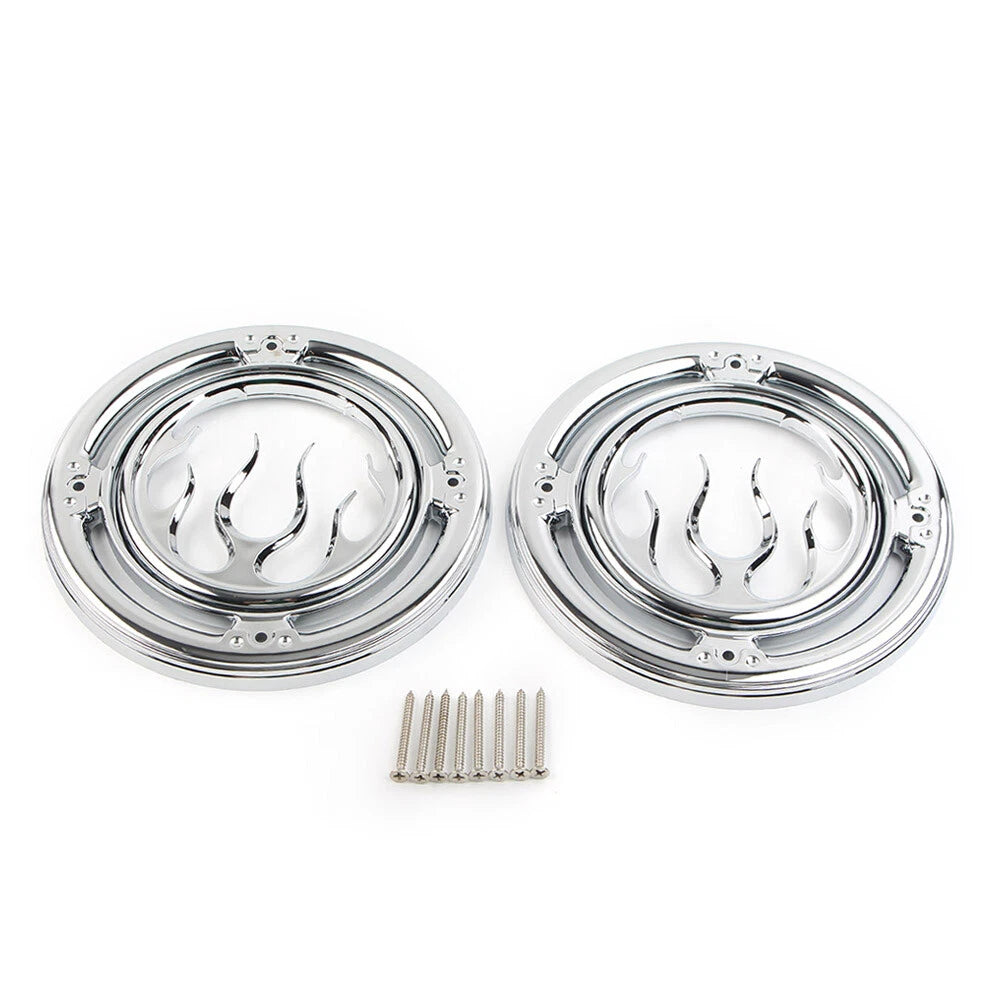 Chrome Rear Speaker Accent Trim Cover For Harley Electra Street Tri Glide Pair