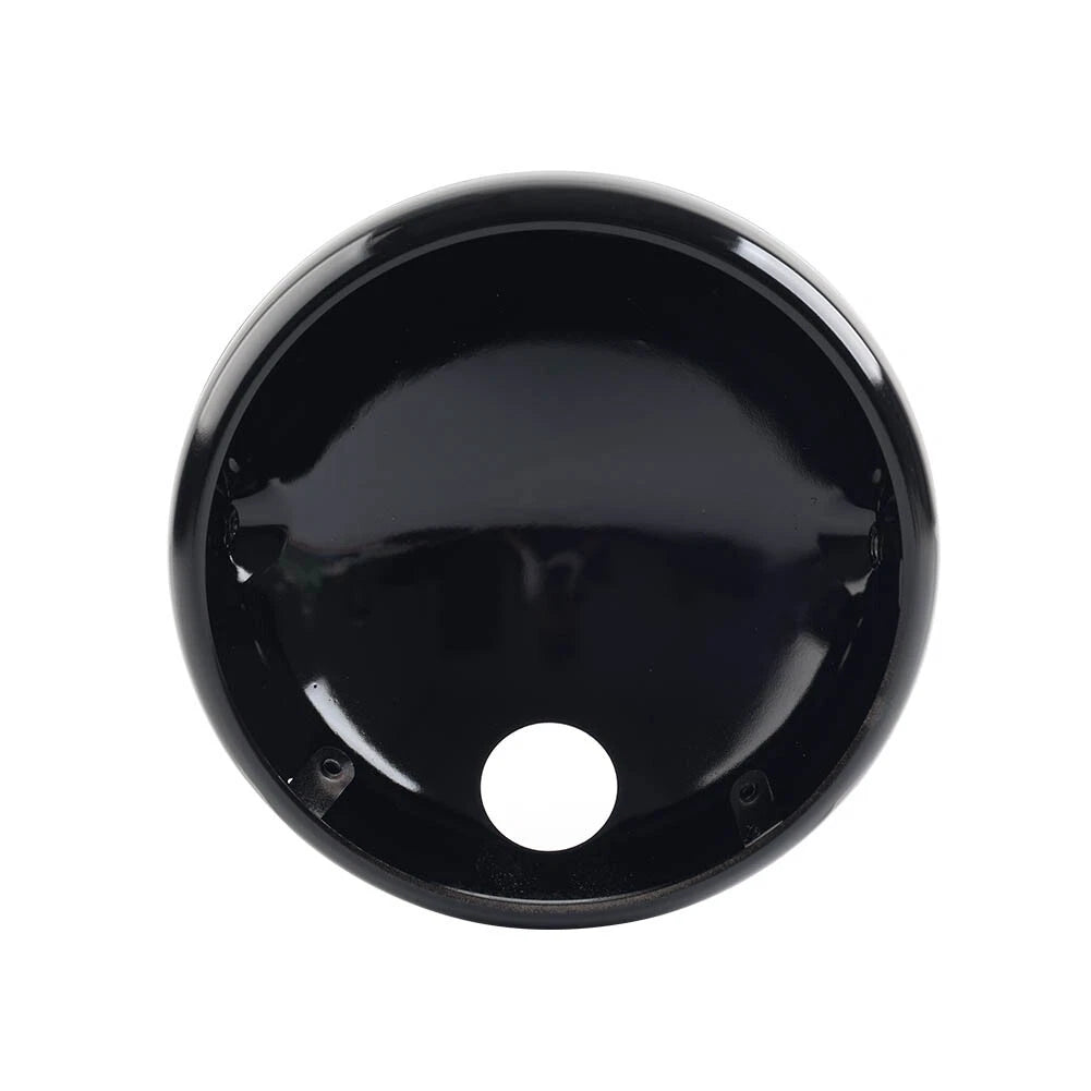 7" Motorcycle Round Headlight Headlamp Housing Cover Bucket Gloss Black Iron