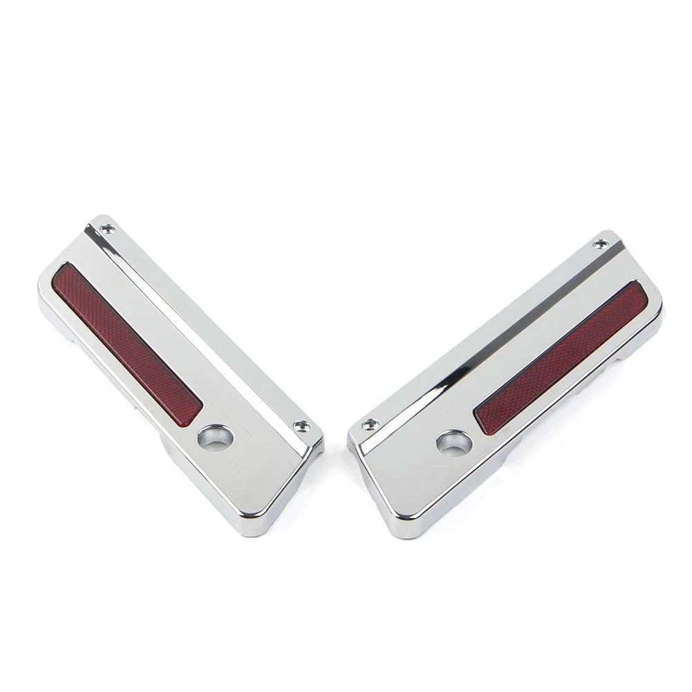 Saddlebag Latch Plate Cover W/ Red Reflector For Harley Touring 1993-13 Chrome