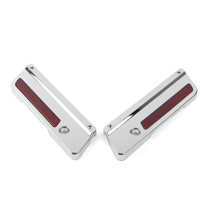 Saddlebag Latch Plate Cover W/ Red Reflector For Harley Touring 1993-13 Chrome