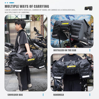 Duffel Bag 50 Litre Waterproof Motorbike Motorcycle Tail Bags Travel Luggage