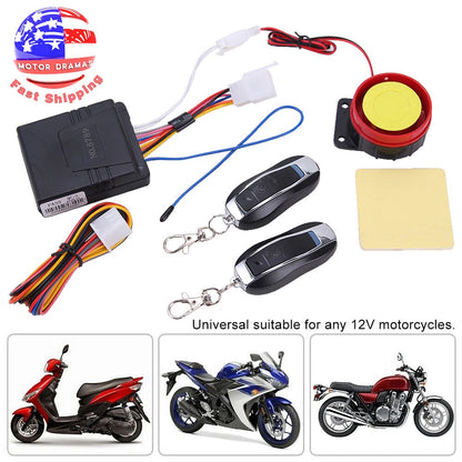 Motorcycle Scooter ATV Security Alarm System Anti-theft Remote Control Start