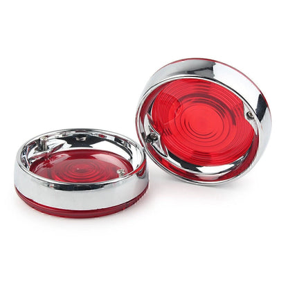 3-1/4" Turn Signal Bezels Red Lens Cover&Trim Rings For Harley Touring Road King