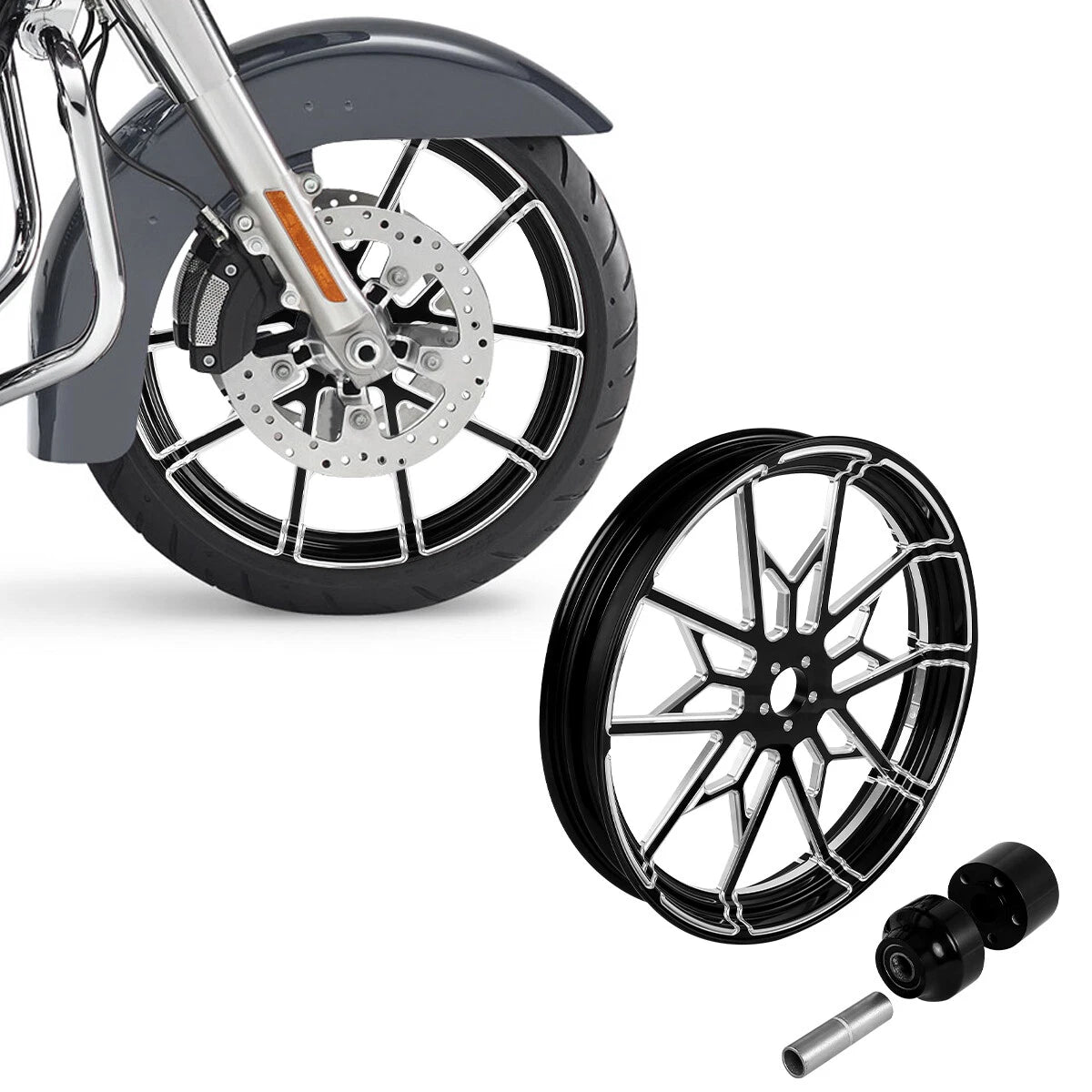 21" Front Fender Wheel Rim Single Disc Hub For Harley Touring Road Glide 2008-13