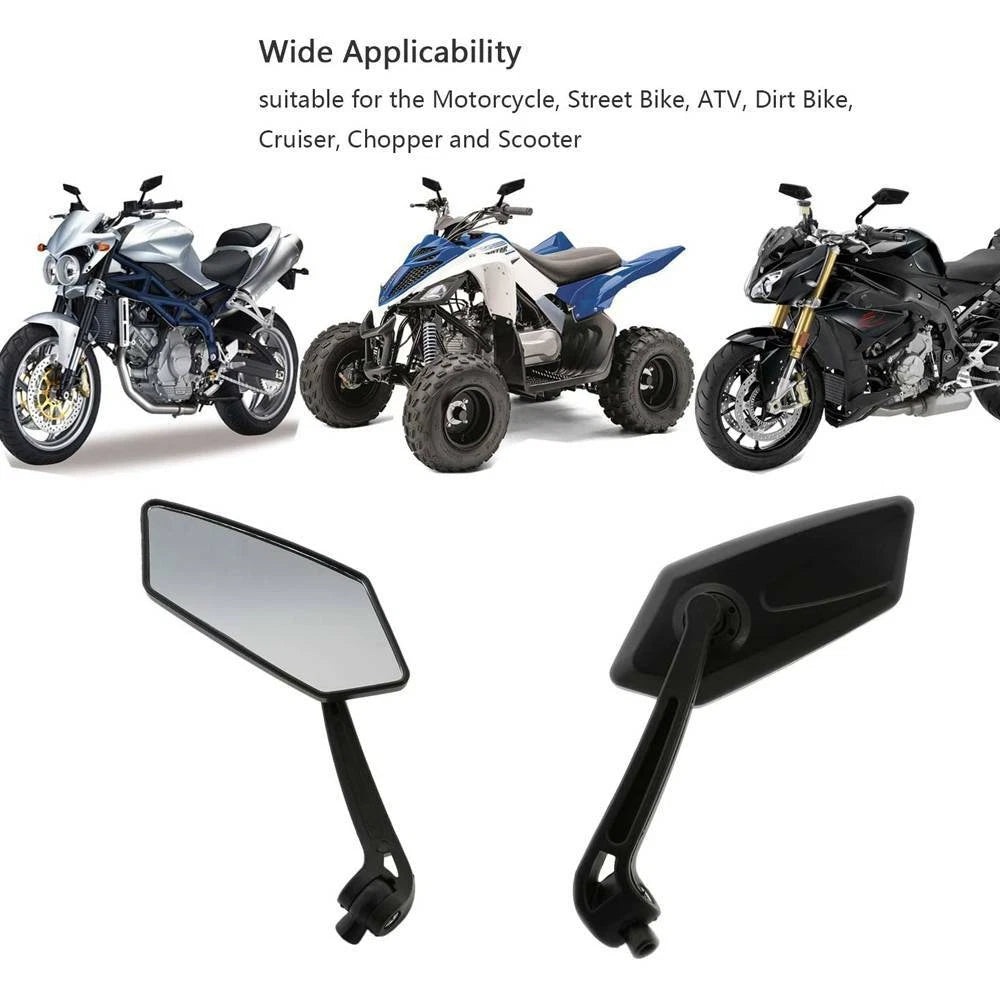 Pair Motorcycle Rearview Side Mirrors for Moped ATV Scooter Honda Suzuki Yamaha
