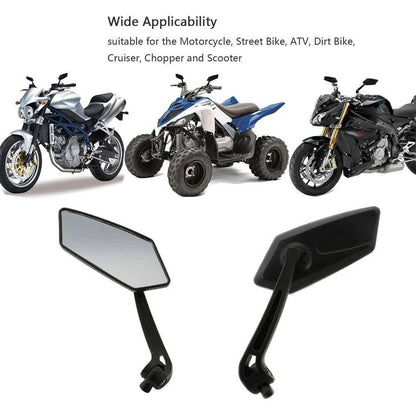 Pair Motorcycle Rearview Side Mirrors for Moped ATV Scooter Honda Suzuki Yamaha