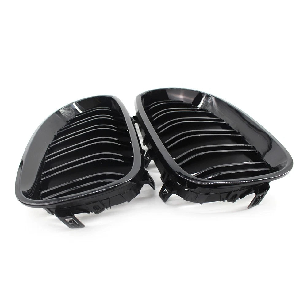 2 x Gloss Black Car Front Grilles Fit For BMW 5 Series E60/E61 2003-2009