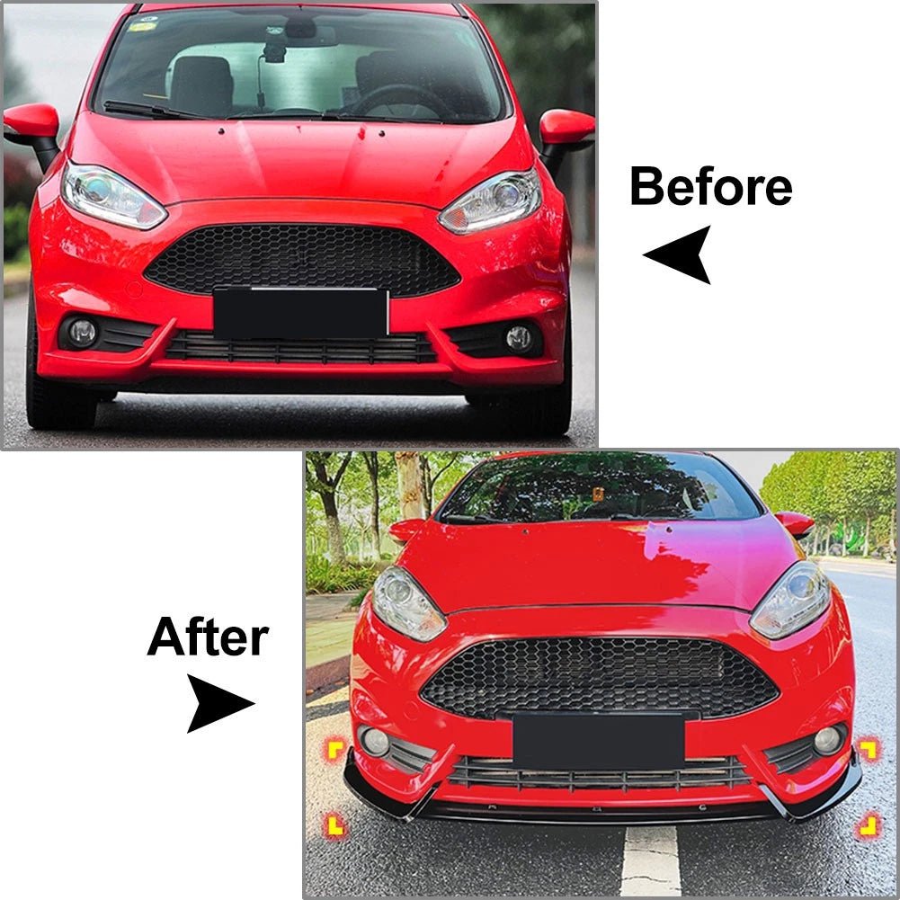 Front Bumper Lip Spoiler Splitter Fit For Ford Fiesta ST MK6 B-Max 2012-2017