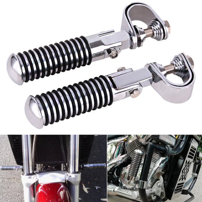 Motorcycle U-clamp Foot Pegs Pedals & 1"~1-1/4" Highway Engine Crash Bar Chrome