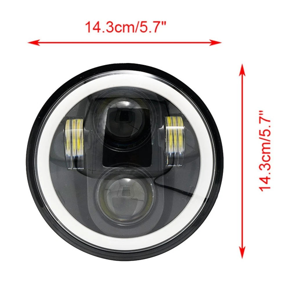 4PC Car 5 3/4" 5.75 Inch Projector Round LED Headlights DRL Halo Ring Lamp Bulbs