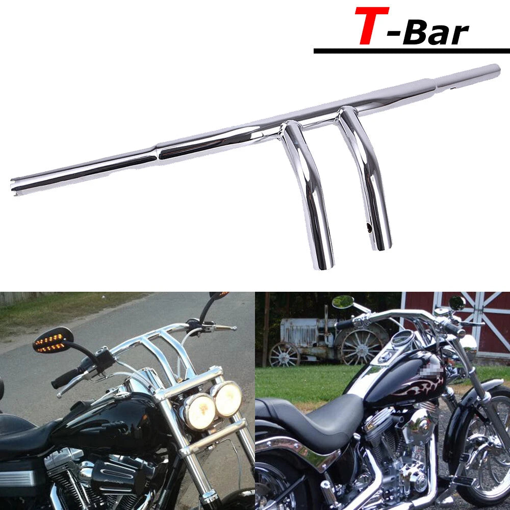 Chrome 8" Rise Drag Fat T-Bar 1-1/4" Handlebar For Harley Dyna Wide Glide Custom
