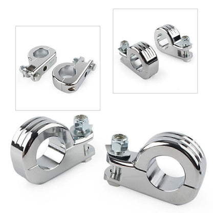 US 1.25" Highway Foot Peg Mounting P Clamps for Harley Dyna Engine Bars Chrome