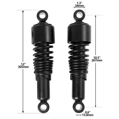 Pair 10.5'' Black Rear Shocks Fit For Harley Sportster XL1200 Custom 2004-2012