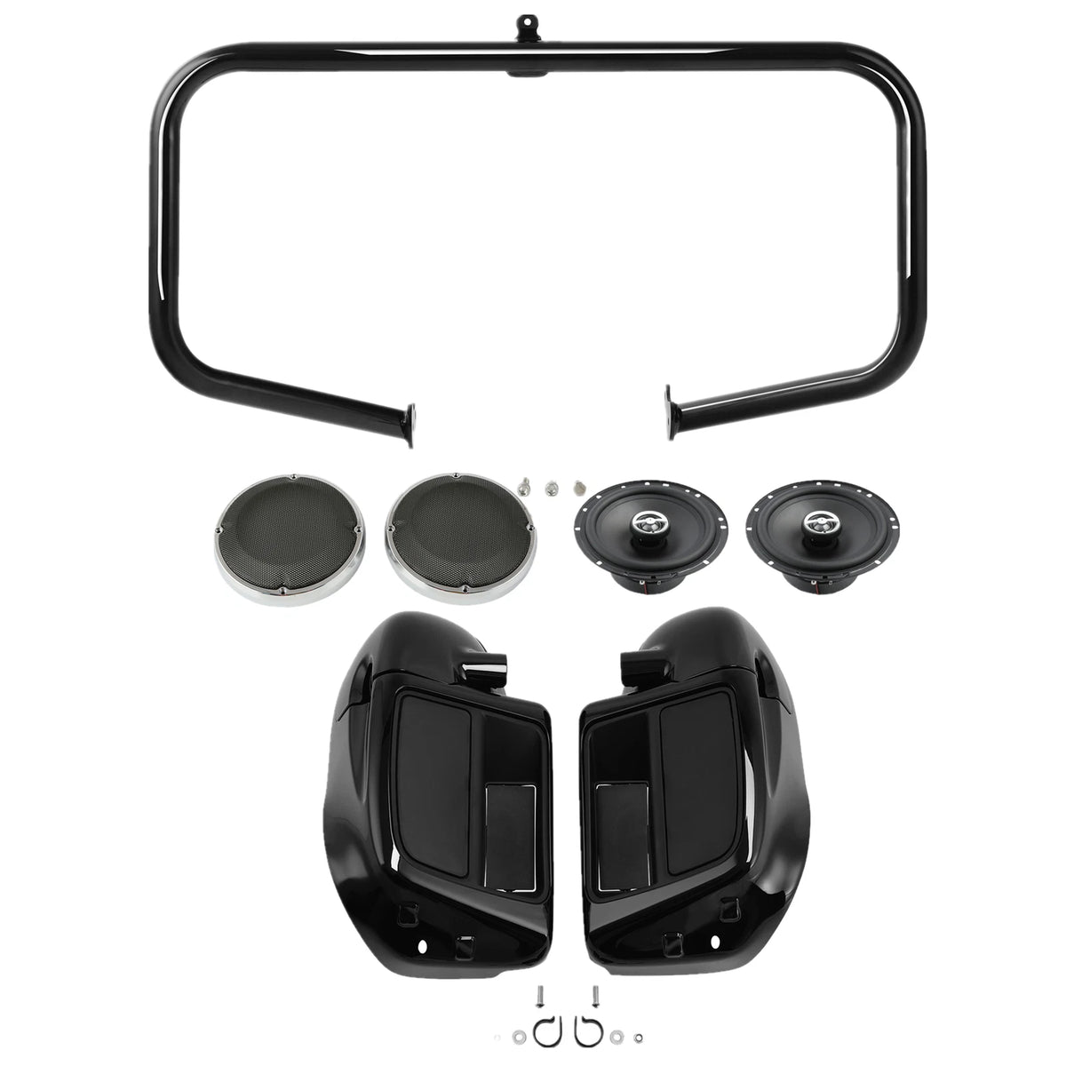 Lower Vented Fairings Speakers & Engine Guard Fit For Harley Touring 14-24 Black