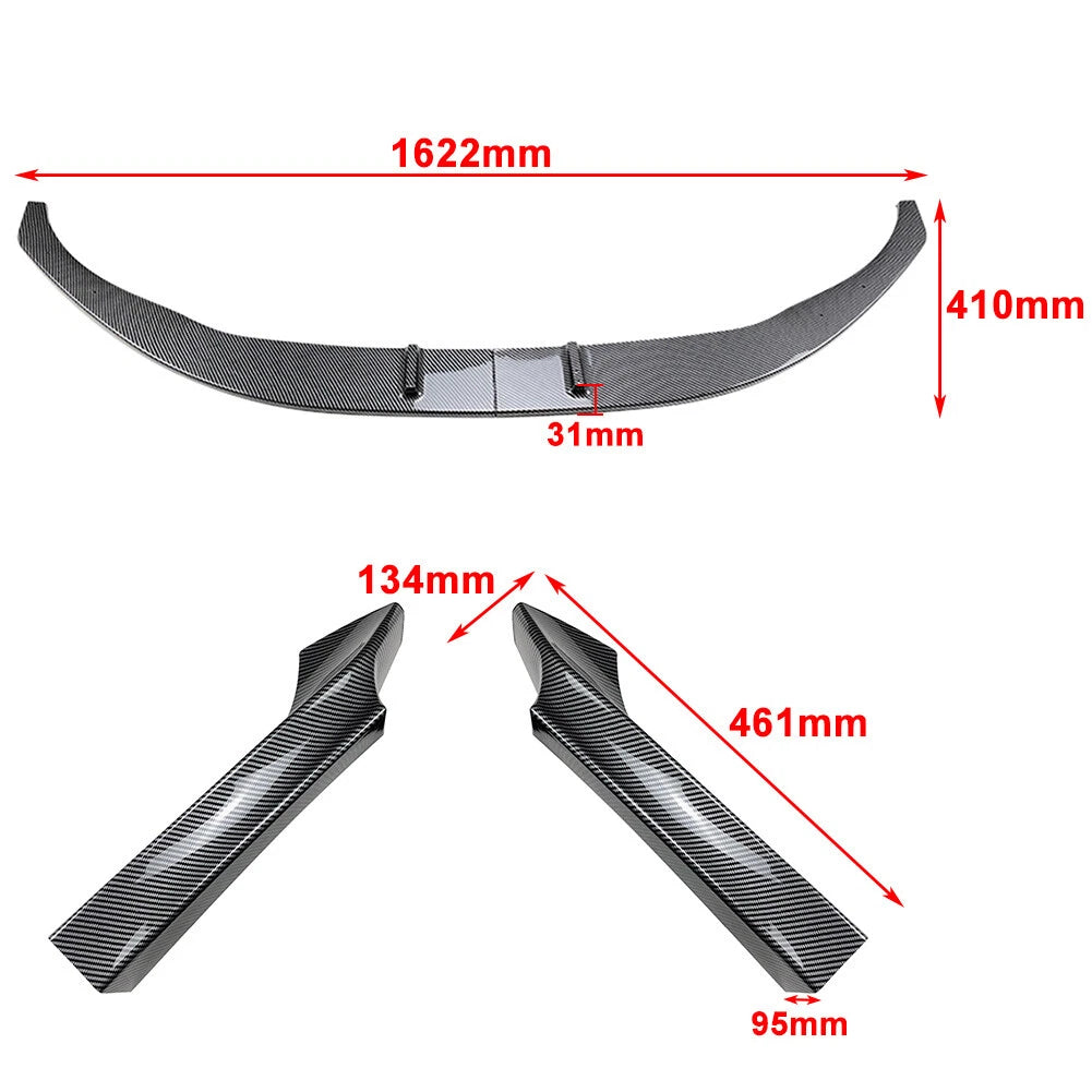 Front Bumper Spoiler Lip+Side Cover Trim Carbon For BMW 2 Series F22 F23 M Sport