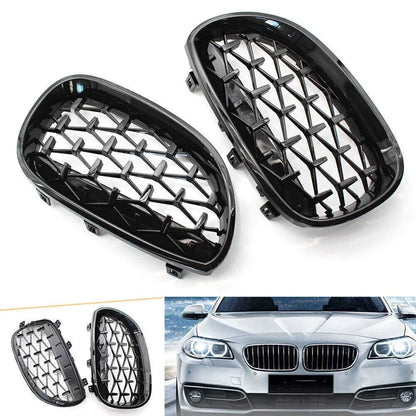 Front Kidney Grill Diamond Meteor Black For BMW E60 03-09 5 Series Gloss Car US