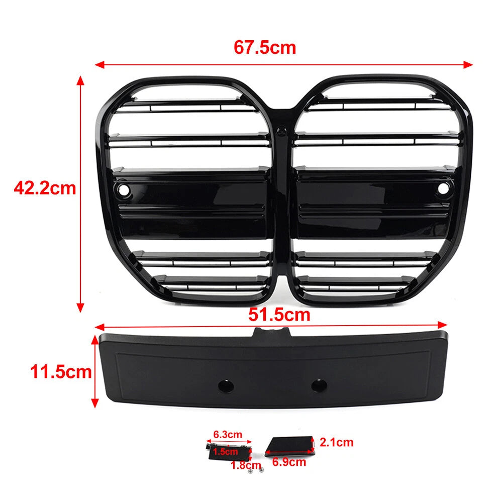 Double Line Front Bumper Center Kidney Grille For BMW 4 Series G22 G23 2dr 21-23