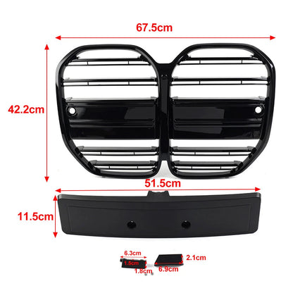 Double Line Front Bumper Center Kidney Grille For BMW 4 Series G22 G23 2dr 21-23