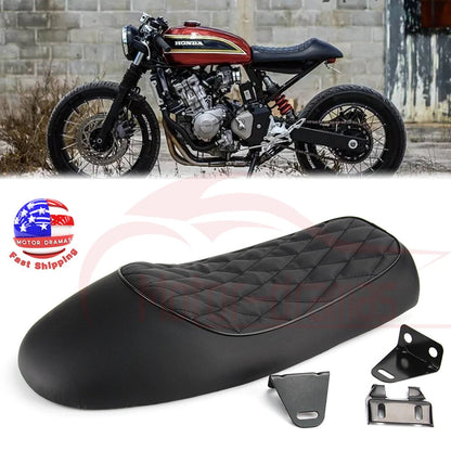 Universal Motorcycle Cafe Racer Seat Flat Brat Saddle For Honda Suzuki Yamaha
