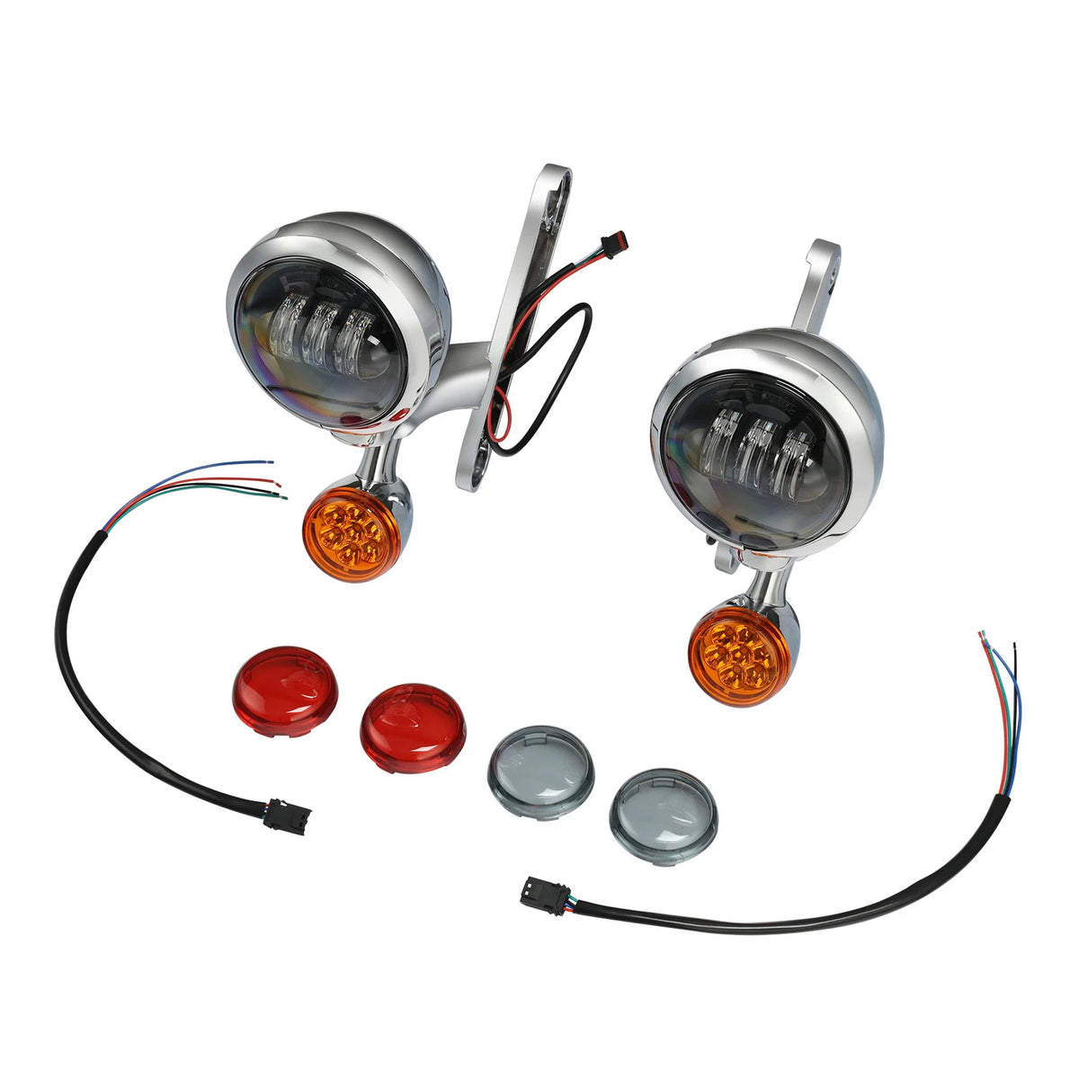 4.5" Auxiliary LED Fog Light Bracket Turn Signal Fit For Harley Touring 2014-Up