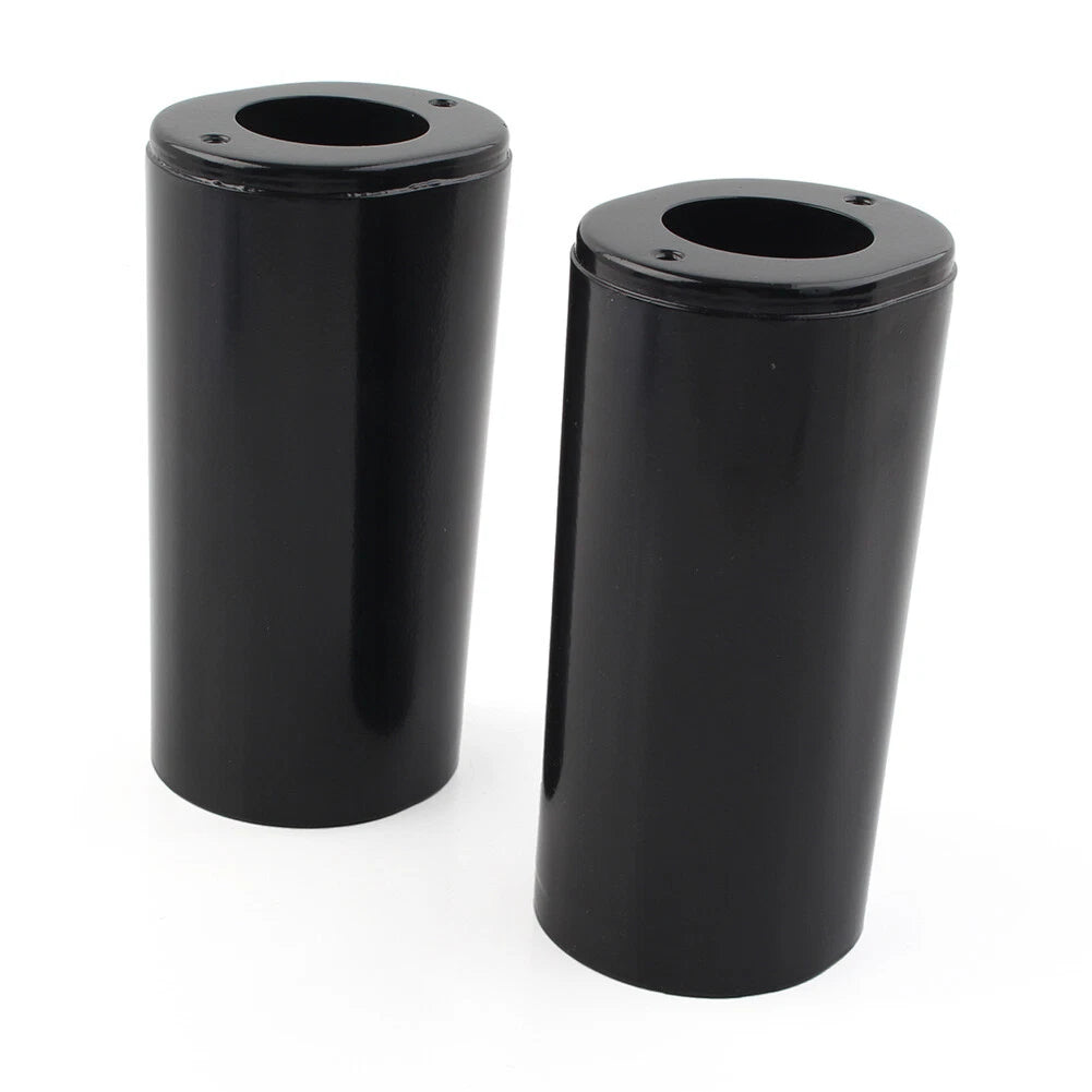 Pair 6.5" Fork Slider Covers Cowbell Black For Harley Touring FL 1984-2012 2013