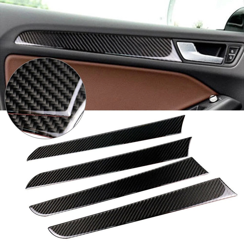 Interior Door Panel Cover Trim Sticker Carbon Fiber For Audi A4 B8 2009-16 4PCs