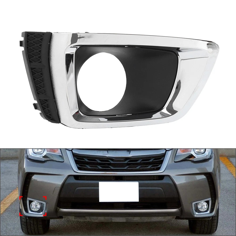 Front Bumper Fog Light Bezel Chrome+Black For Subaru Forester 2014-2018 Right