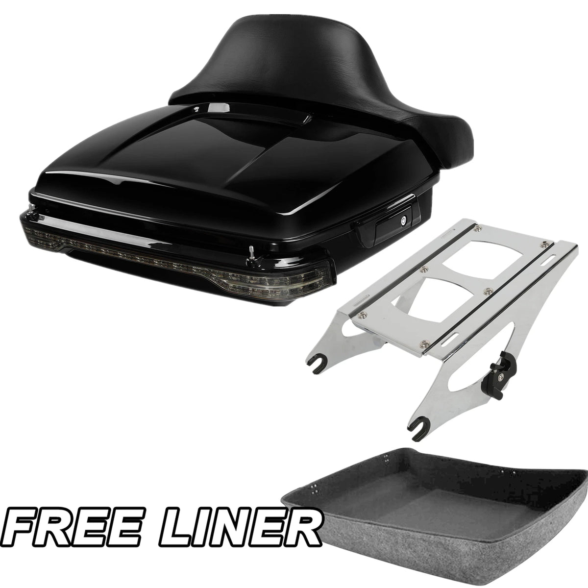 Black Chopped Trunk Pad Tail Light Mount Rack For Harley Davidson Touring 14-Up