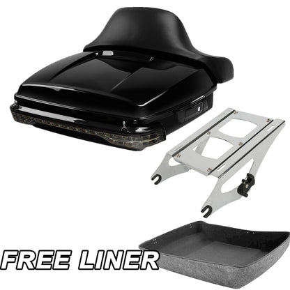 Black Chopped Trunk Pad Tail Light Mount Rack For Harley Davidson Touring 14-Up
