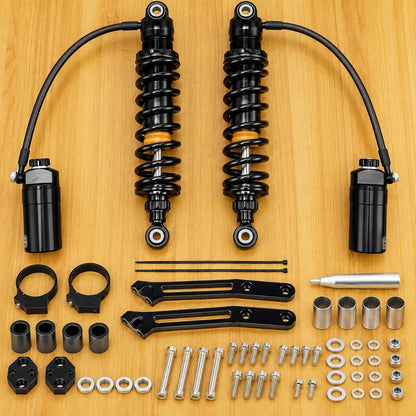Remote Reservoir Rear Suspensions Shocks Fit For Harley Road King Glide 2014-25