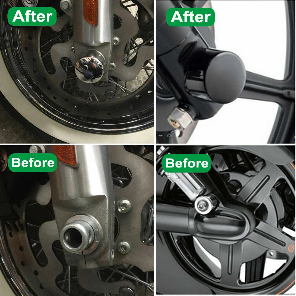 Pair Black Front Axle Nut Cover Cap For Harley Touring Trike ROAD KING ELECTRA