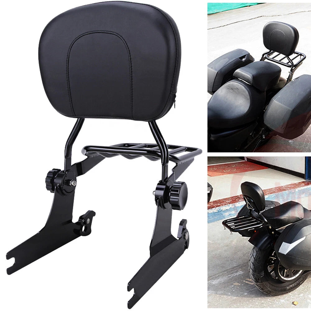 Adjustable Sissy Bar Backrest & Luggage Rack For Harley Softail FatBoy 2000-2006